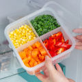 Refrigerator Storage Box 4 Grid Food Vegetable Fruit Storage Box Fridge Organizer Drain Basket Meat Onion Ginger Clear Crisper.