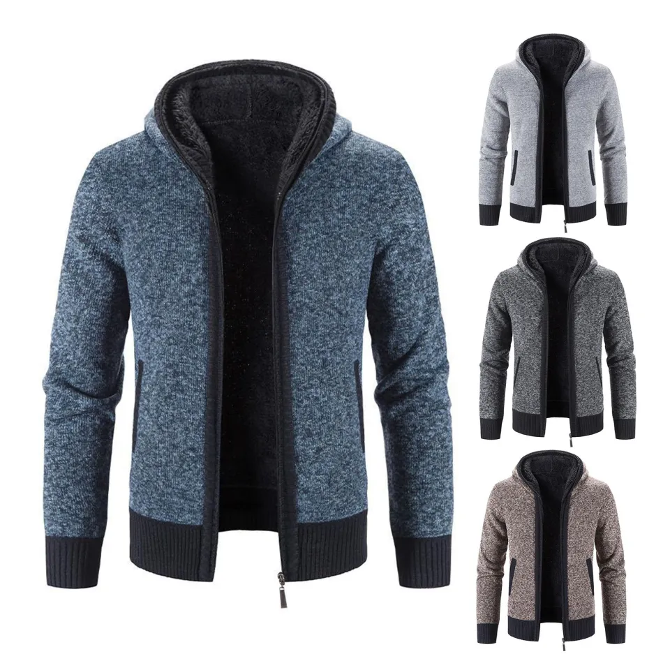 Mens sweater jacket with hood deals