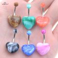14G 1.6x10mm Candy Color Heart Belly Piercing Clear Acrylic Belly Ring Helix Piercing Earrings for Women Navel Ring Ear Jewelry. 