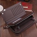 Original Luxury Brand Men's Wallet Business Striped Clutch Leather Purse For Male Fashion Man Card Holder With Aipper Phone Bag. 