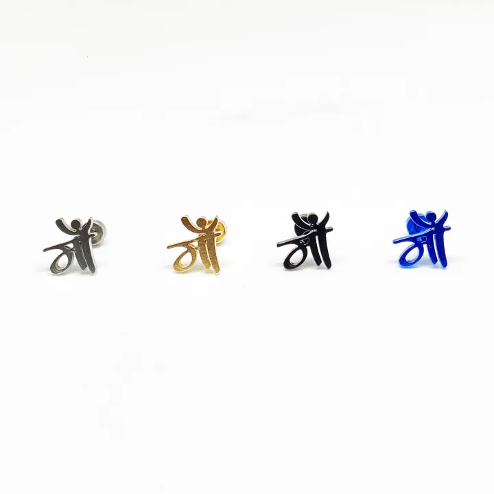 MAA Stainless Steel Mens Earrings - Black/Blue/Golden/Silver | Daraz.com.bd