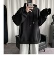 HybSkr Korean Men's Solid Color Hoodies Casual Hooded Pullovers Hoodie Warm Fleece Male Loose Sweatshirts Man Clothing. 