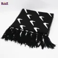 Black And White Woolen Scarf, Soft Muffler Stylish Fashion Scarf For Men And Women. 