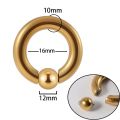 316 Stainless Steel Body Piercing Earrings Black Gold Color Spring Action Captive Bead Ring CBR 2G 4G 6G 8G 0G 00G Body Jewelry. 