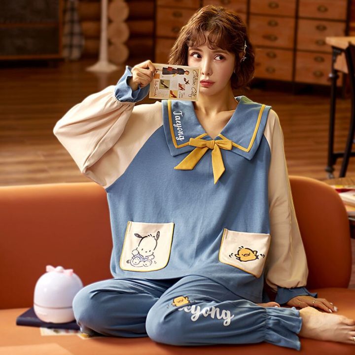 Pajama%20Sets%20Women%20Kawaii%20Print%20Chic%20Ulzzang%20Soft%20Spring%20Fall%20Lady%20Pjs%20Sleepwear%20Oversize%20Popular%20Ins%20Loose%20Preppy%20Girls%20Homewear%20-%20Image%204