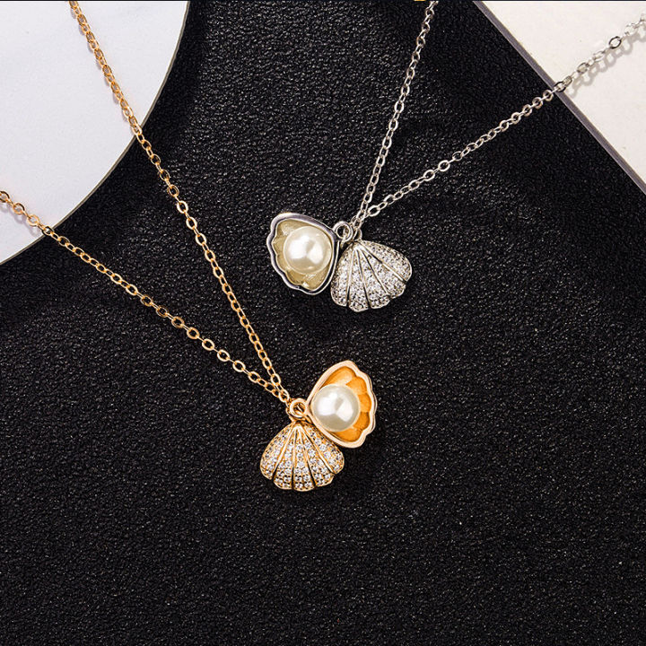 Necklace%20/%20Korean%20design%20silver%20plated%20shell%20pearl%20locket%20necklace%20for%20women%20and%20girls%20-%20Image%203