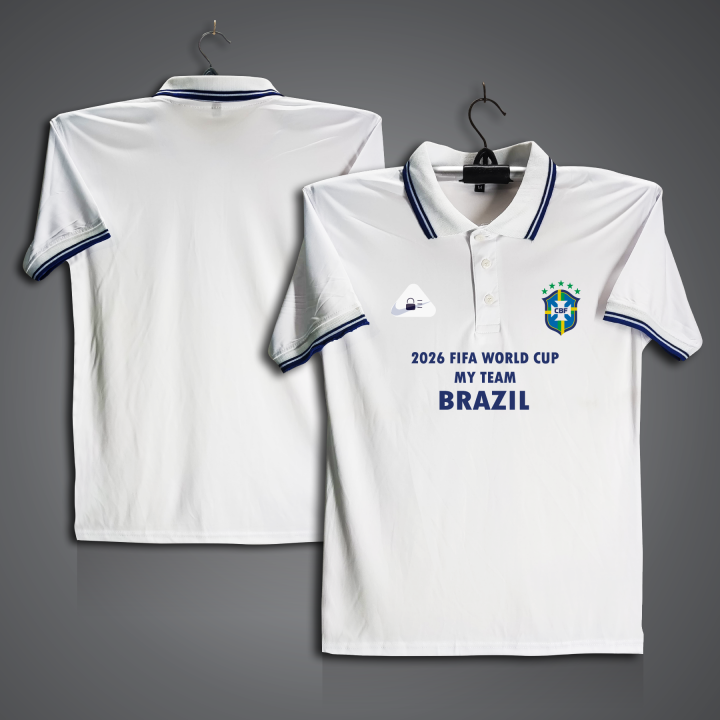 2026 Fifa World Cup Brazil Football Jersey For Men - Half Sleeve Collar Polo t shirt - Brazil Jersey