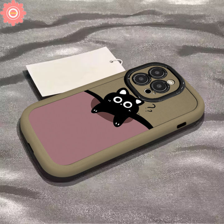 Luxury Cream Puffs Candy Color Cartoon Funny Kitten Casing Compatible for IPhone 11 15 12 14 13 Pro Max XR 14 15 Plus XS X Max Doodle Simple Cute Cat Shockproof Soft Couples Cover