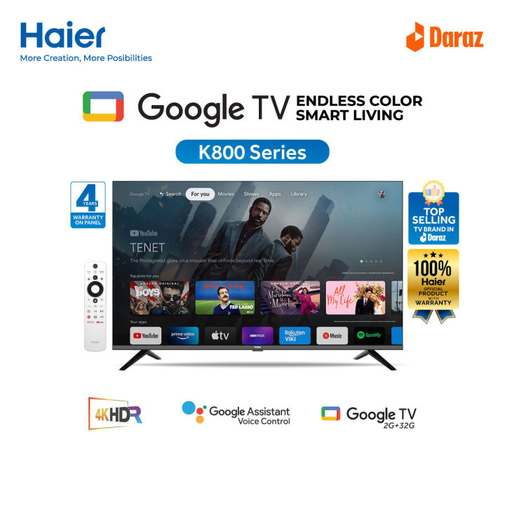 Haier (H43K800UX) 43" Google Bezel Less 4K LED TV