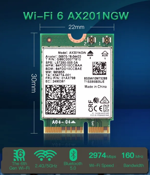 AX201NGW%20AX201%20INTEL%20201NGW%20WIFI%20CARD%20Bluetooth%205.0-Dual%20Band%20Wireless%20Bluetooth%20Adapter,%20Wi-Fi%206%20Gigabit%202400M%20Network%20Card%20-%20Image%202