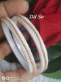 White Plastic bangles with golden metal works - 2pcs, Shankha design bangles. 