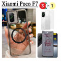 Poco F7 4in1 Case Magnetic Sticker Shockproof Phone Case for Xiaomi Poco F7 Ultra F7 Pro X7 Pro M7 Pro Tempered Glass Screen Protector+back film.