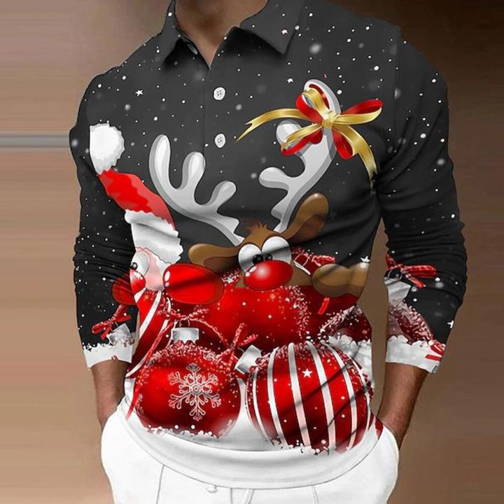 Men's%20polo%20shirt%20golf%20shirt%20Santa%20Moose%20snowflake%20carousel%20black%20light%20green%20red%20blue%20dark%20green%203D%20print%20casual%20breathable%20-%20Image%202