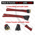DC Power Pigtail Cable Plug 18AWG 2.1mm x 5.5mm 12V 5A DC Jack Male & Female Connector with Cable. 