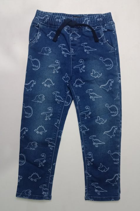 Blue dinosaur exclusive denim for 2-3 years kids ,boy, girl. (waist 18 inch, long 22 inch)