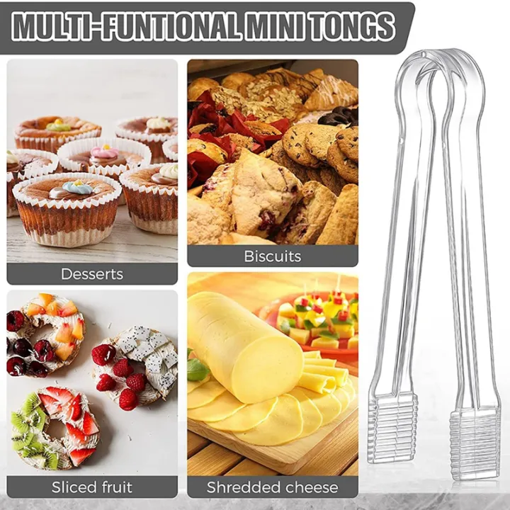 16%20Pcs%20Plastic%20Buffet%20Serving%20Tongs%20Mini%20Serving%20Utensil%20Tongs%20Appetizers%20Tongs%20Clear%20Kitchen%20Tongs%206.3%20Inch%20Small%20Ice%20-%20Image%203