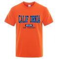 California Est.1776 San Francisco Letter Tshirt Man Casual Sweat Loose Tee Clothes Cotton Summer Crewneck Tops Oversized T-Shirt. 