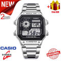 (Ready Stock) G .Shock  Men Sport Digital Classic Square Watch Shockproof and Waterproof Stainless Steel Band Sports Business Wrist Watches with 2 Year International Warranty AE-1200WHD-1A. 