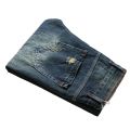 Men Dark Blue Ripped Jeans Denim Destroyed Cotton Casual Hole Ruined Trousers For Male Fashion Long Plus Size 28-42.