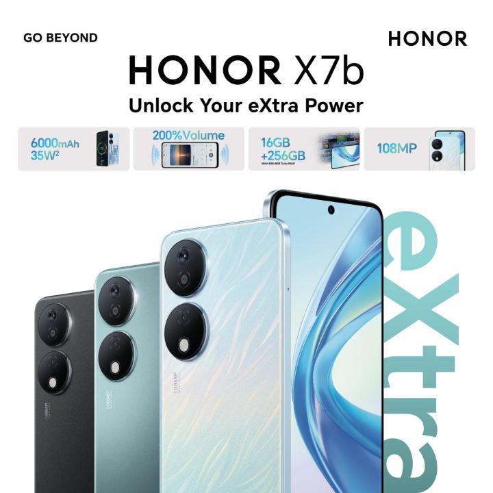 HONOR X7b 8+256GB Large Storage 6.8 inch Hyper transmissive Large Screen 6000mAh 3 Days Battery Life 108MP Camera Ultra Clear Day & Night Dual Speakers 200% Volume & Stereo Sound - 1 Year Warrenty