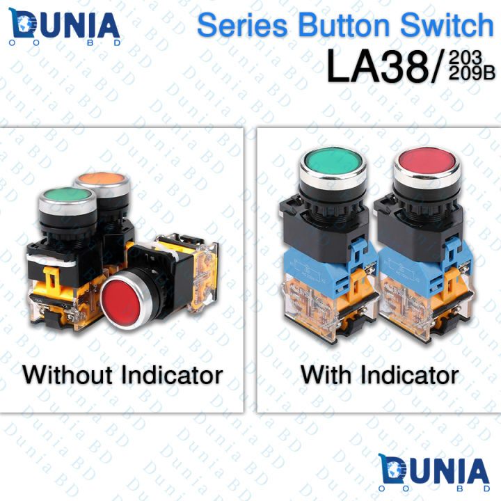 LA38 Series Push Button Switch 22mm 203 209B Green Industrial Series Button Switch