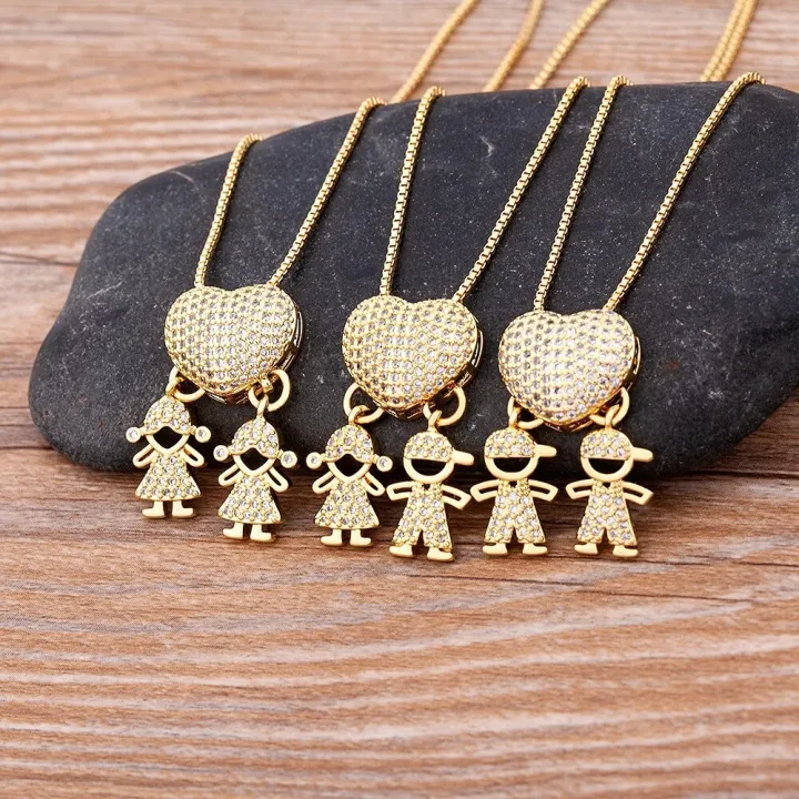 Son%20Daughter%20Heart%20Gold%20Color%20Cubic%20Zirconia%20Family%20Girl%20Boy%20Pendant%20Necklace%20Copper%20Chain%20Jewelry%20Mother's%20Day%20Gift%20-%20Image%205
