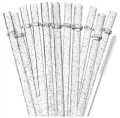 (10 pieces) Reusable 26.5cm glitter straws with loops individually packaged PP food grade hard plastic straws.
