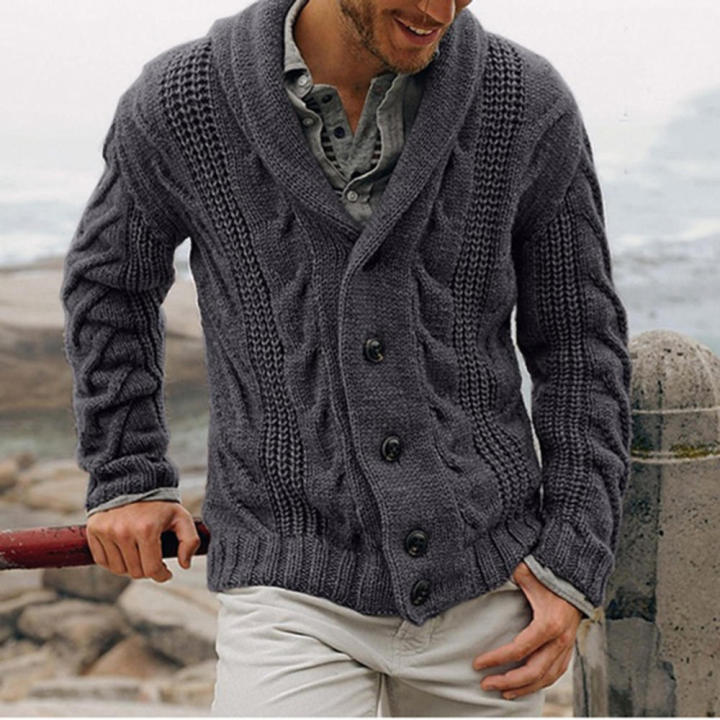 Versatile Men's cardigan Fashionable Thick Cozy Shawl collar