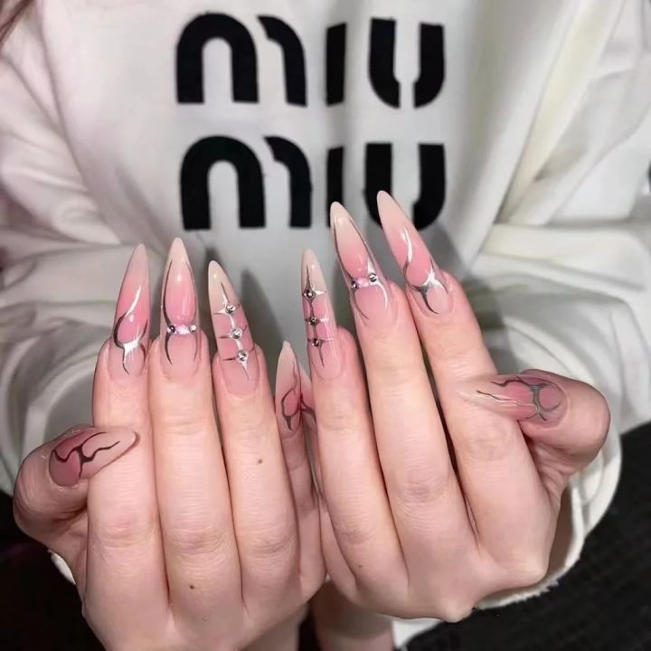 Super%20Cool%20y2k%20Nails%20Press%20On%20Long%20Stiletto%20Nail%20Art%20Silver%20Flame%20Blush%20False%20Nails%20With%20Designs%20Full%20Manicure%20Nail%20Tips%20-%20Image%203