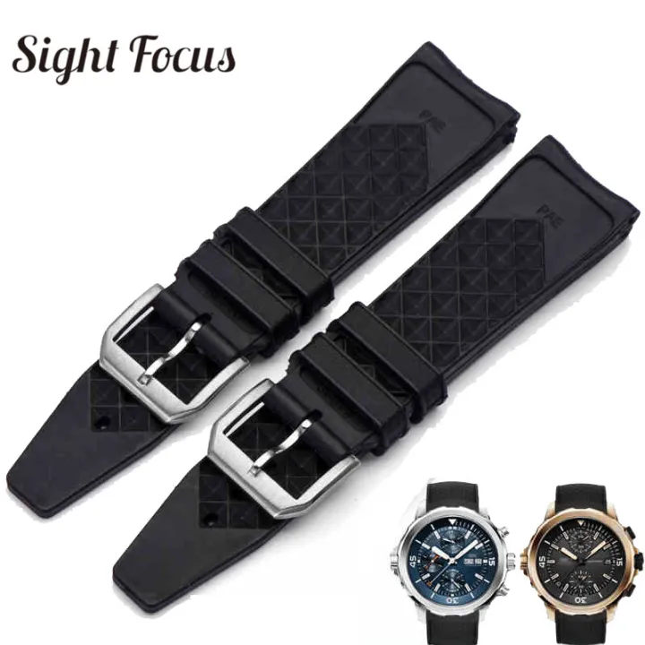 22mm Mens Replacement Watch Straps for IWC Aquatimer Series IW376805 IW323101 Watch Bands Rubber Silicone Seven Day Bracelets