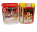 2 Pcs Multicolor Plastic Spice Jar Set.