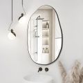 Irregular Wall Mirror, Asymmetrical Mirror, Large Vanity Mirror for Wall Decoration, Modern Wood Framed Mirror for Living Room Bedroom Bathroom Entryway Mirror, 33.5"×20.5". 