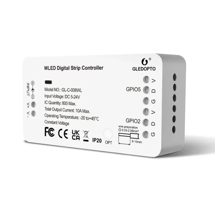 WLED RGB RGBW Digital Strip Controller Supports WS2811 SK6812 SM16703P WS2812B APP Web MQTT and Homeassistan Control