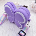 Cute Silica Bow Children's Mini Shoulder Bags Candy Color Baby Girls Coin Purse Handbags Rainbow Strap Kids Crossbody Bag.