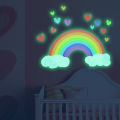 Cartoon Rainbow Luminous Wall Stickers Glow In The Dark Cloud Heart DIY Wall Decal For Baby Kids Room Nursery Home Decorations.