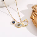 Best Selling Fashion Jewelry Non Tarnish Zirconia Devil Eyes Pendant Necklace Stainless Steel Rose Gold Plated Blue Eye Necklace. 