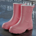 2024 New PVC Outdoor Car Wash Cleaning Anti-Slip Adult Rain Boots Women's Junden Mid-Barrel Fashion Waterproof Shoes Women. 