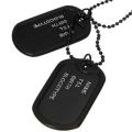 LALA Men Black Military Army 2 Dog Tags Chain Pendant Necklace N045. 