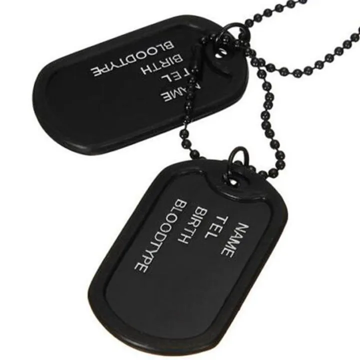 LALA%20Men%20Black%20Military%20Army%202%20Dog%20Tags%20Chain%20Pendant%20Necklace%20N045%20-%20Image%203