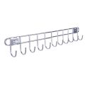 Stainless Steel Coat Hanger Hook Rail 10 Hooks Wall Mount Shelf Rack for Kitchen N Bathroom Towel Clothes Hanger Rack Hook Rail - Hanger.