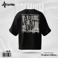 Avro Premium Men's Semi Drop Shoulder T shirt Black Color - Adventure - Cotton Fabric Soft & Comfortable - Tshirt For Men.