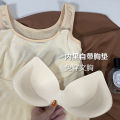 Autumn and Winter New Thickened Fleece-Lined U Collar Thermal Underwear Warm Vest Women's Underwear Base Shirt with Chest Pad.