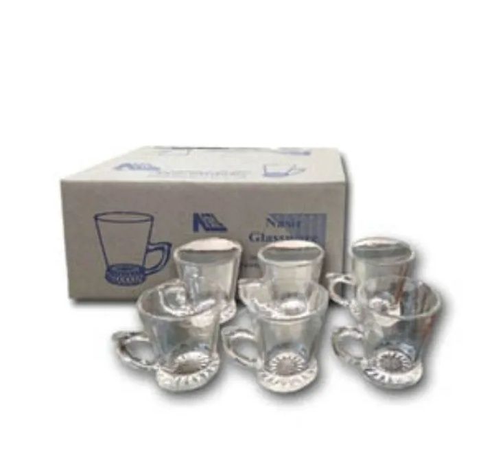 Crystal Clear transparent Beautiful unique design Premium Cup Set 6 Piece / Use this transparent tea coffee cup for your tea time