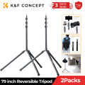 K F Concept 2Packs 79 inch Aluminium Reversible folding Tripod Light Stands for Portrait Product Photography Softboxes Umbrellas. 