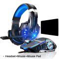 Kotion EACH G9000 Gaming Headset Deep Bass Stereo Game Headphone with Microphone LED Light for PC Laptop+Gaming Mouse+Mice Pad. 