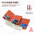 Cross border genuine leather men's wallet, intage genuine, 30% off anti-theft brush wallet, handmade large capty multitional coin purse. 