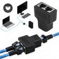 1 to 1 2 Way Dual Female Ports LAN Ethernet Network Cable Splitter Adapter RJ45 Female Splitter Socket Connector Adapter For PC. 
