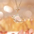 Live source planet necklace for the year of the woman new moon chalcedony myth niche design gold color light luxury clavicle chain.