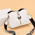 Wide Strap 2023 PU Leather Women bucket Handbags Fashion Brand Designer Lady's Shoulder Crossbody Handbag Female Bags. 