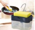Kitchen Liquid Soap Pump / Dispenser Sponge Holder Press Countertop Rack With Sponge Holder / Kitchen Cleaner Tool / Dish Soap And Sponge / dish washer / Dish Cleaner / dish Liquid Pump. 